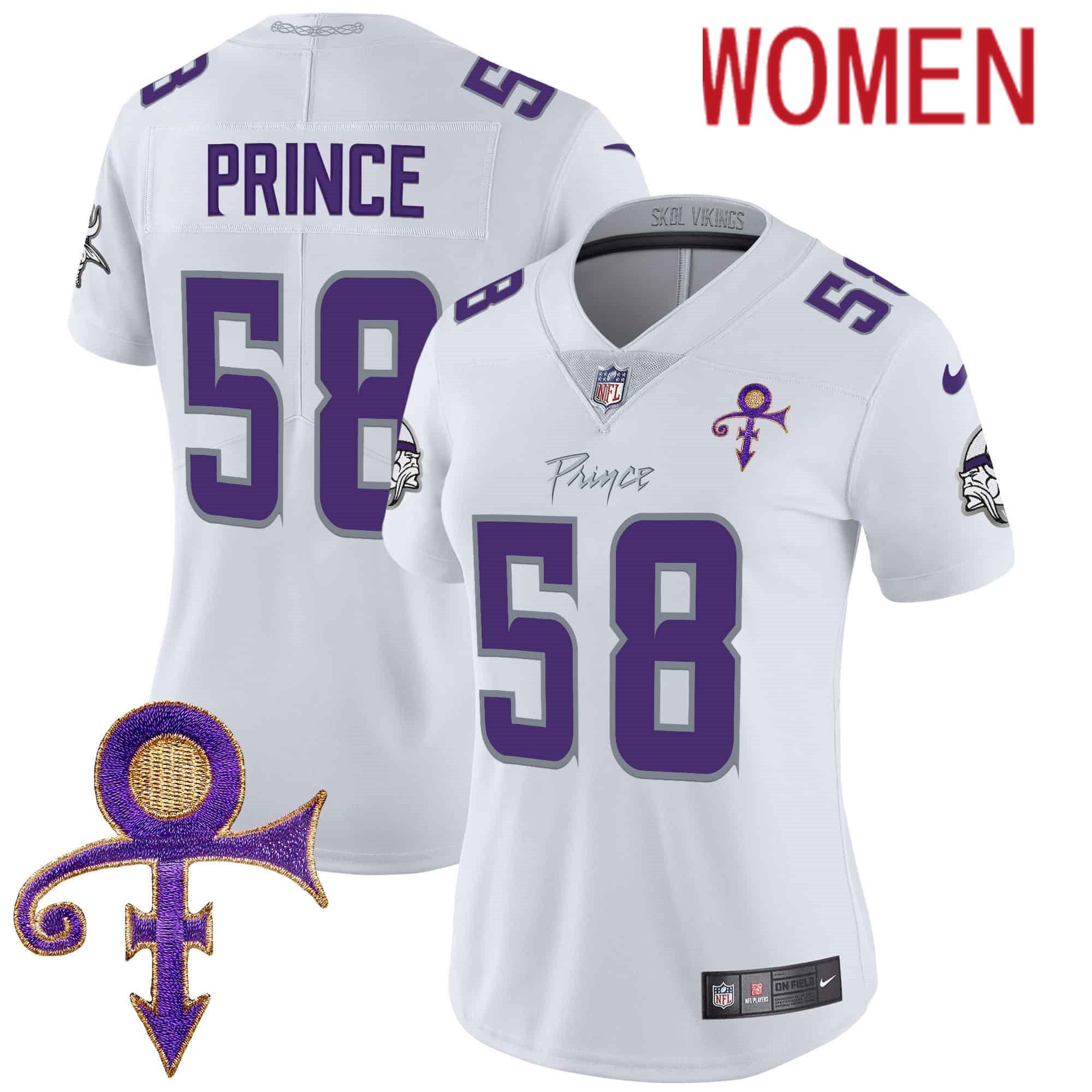 Women Minnesota Vikings #58 Prince White 2024 Nike Prince Vapor Limited NFL Jersey